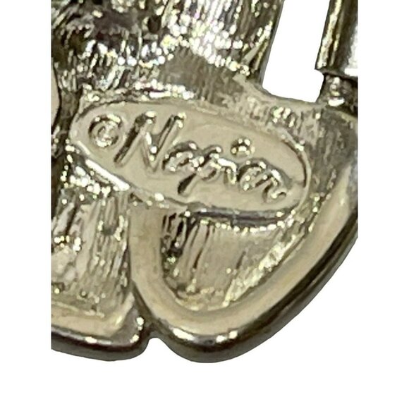 Vintage NAPIER Silver Tone Link Costume Statement Necklace Signed Napier On Back - Picture 5 of 5